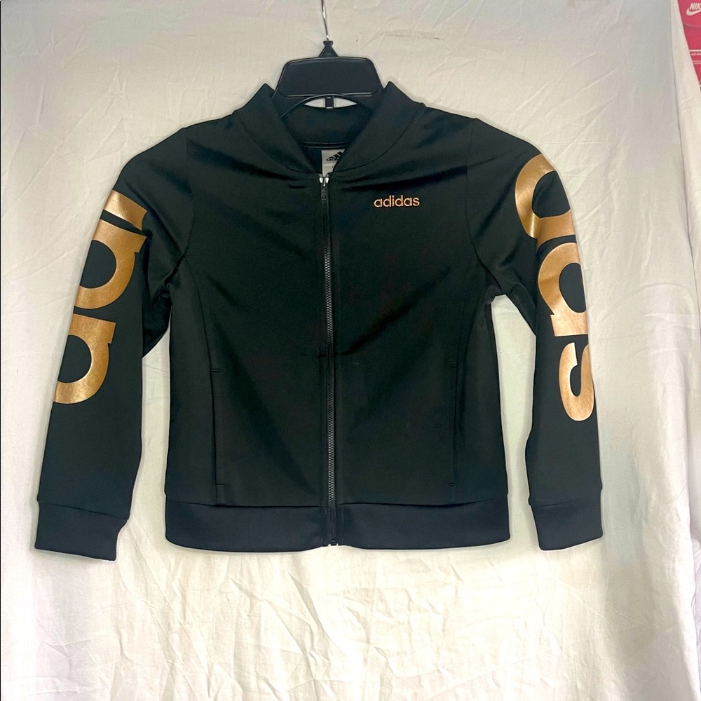 Adidas Black & Gold Athletic Jacket Girls M(10/12)